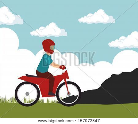 motorcylcist extreme sport on mountain vector illustration eps 10