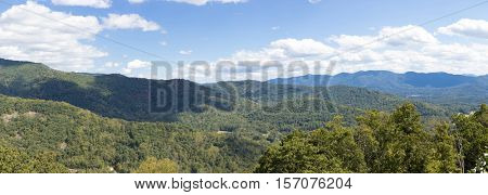 large format panorama of the Blue Ridge Mountains in North Carolina