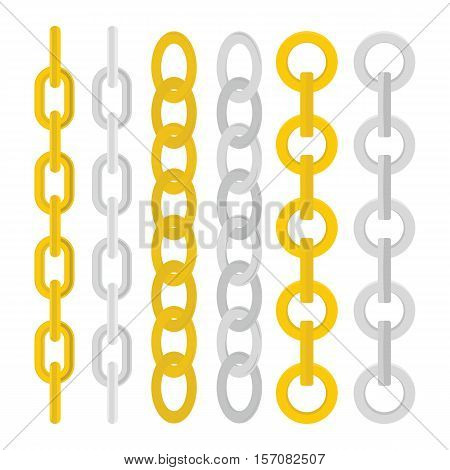 Gold and silver chain isolated on white background stock vector illustration