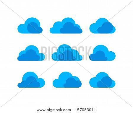Vector color flat design cloud icon set