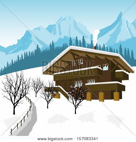 traditional alpine chalet in the mountains of the Alps