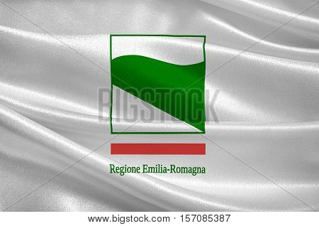 Flag of Emilia-Romagna is an administrative Region of Northern Italy. 3d illustration