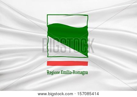 Flag of Emilia-Romagna is an administrative Region of Northern Italy. 3d illustration