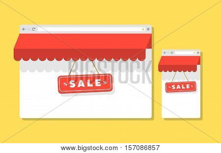 Internet shopping vector flat style browser template concept