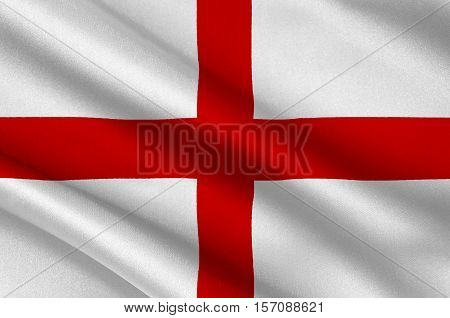 Flag of Bologna is the largest city and the capital of the Emilia-Romagna Region in Italy. 3d illustration