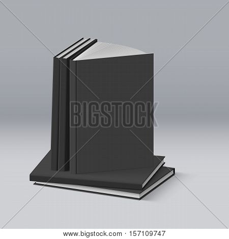 Stack of Blank Black Books. Illustration for Design