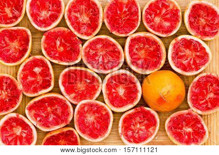 Squeezed Delicious Ruby Red Grapefruit Halves