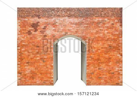 Arch built of red brick isolated on white background Clipping path included