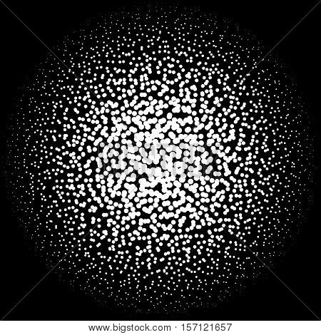 Chaotic Pointillist (half-tone) Circle Pattern. Random Dots.