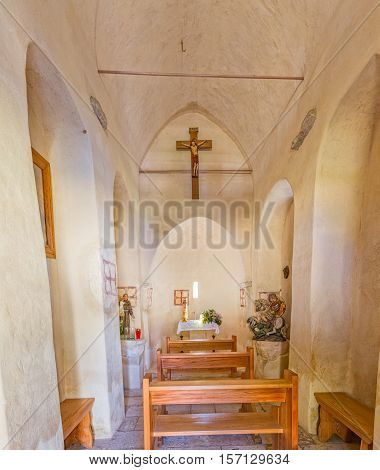 TUCEPI, CROATIA - September 22, 2016: Interior of the old Church of St. George from the 13th century, is located by the coast.