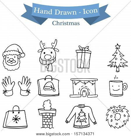 Christmas icon set vector illustration collection stock