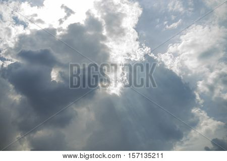 Nice sky with sun beam with cloudy