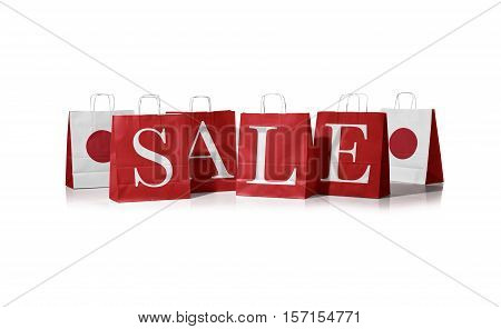 Sales bag. Flag of japan on shopping bags. On a white background