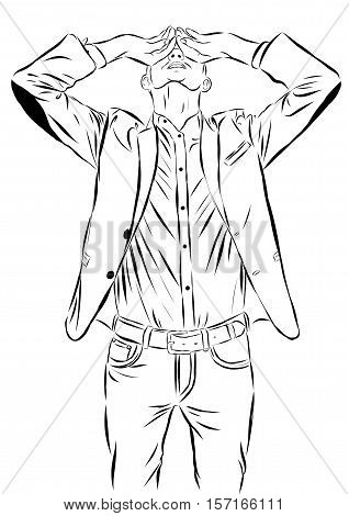 Vintage Hand Drawn Gentleman. Men s clothing. Retro Illustration style. Vector EPS 10