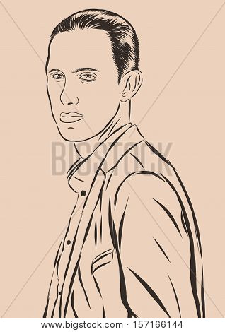 Vintage Hand Drawn Gentleman. Men s clothing. Retro Illustration style. Vector EPS 10