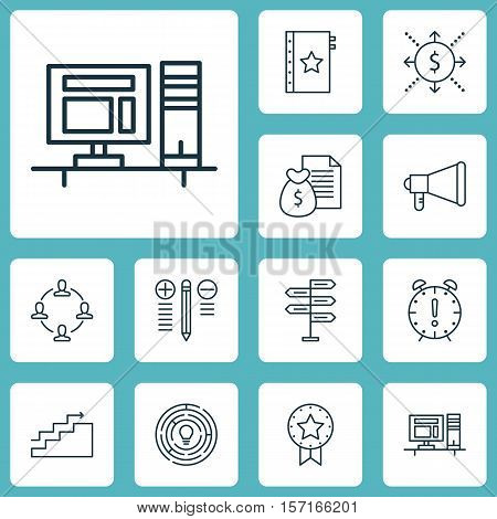 Set Of Project Management Icons On Opportunity, Computer And Report Topics. Editable Vector Illustra
