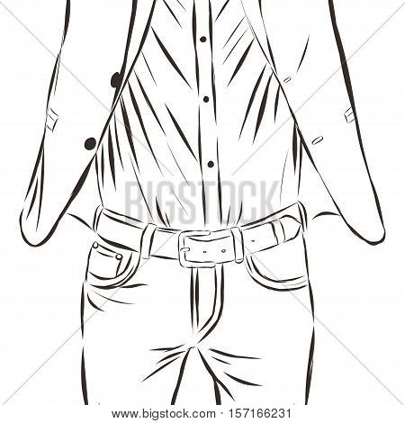 Vintage Hand Drawn Gentleman. Men s clothing. Retro Illustration style. Vector EPS 10
