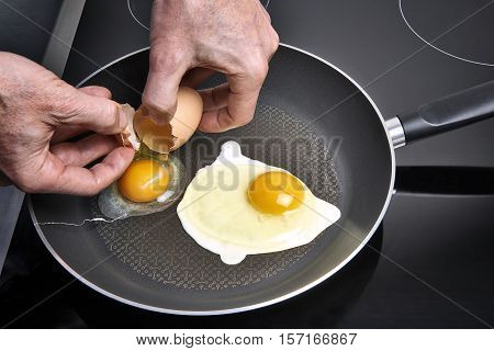Frying Pan With Two Cooked Eggs