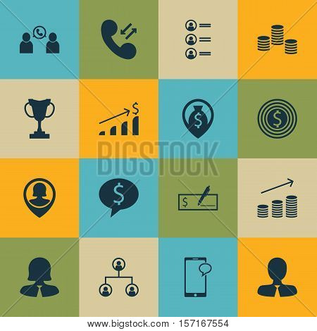 Set Of Hr Icons On Successful Investment, Pin Employee And Money Topics. Editable Vector Illustratio