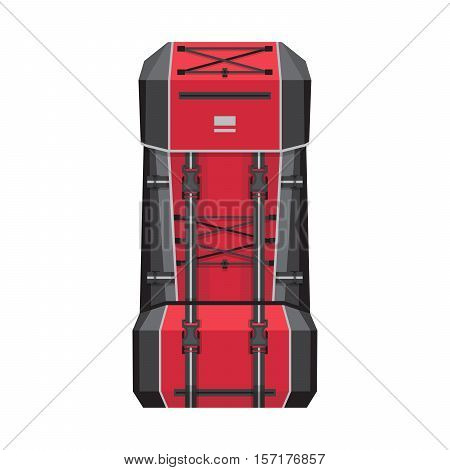 Big trekking and hiking backpack. Vector illustration flat style.