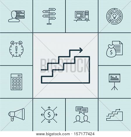 Set Of Project Management Icons On Growth, Investment And Announcement Topics. Editable Vector Illus