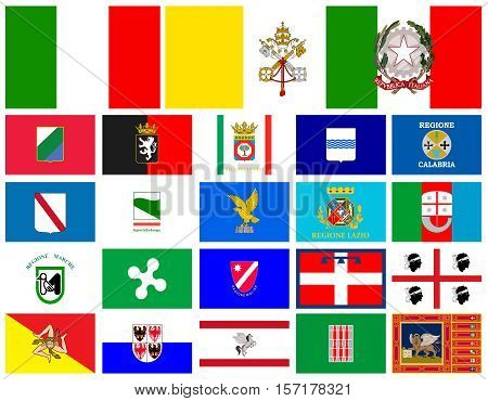 Flag of Regions of Italy in alphabetical order