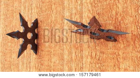 shuriken in the tree 3d render protection, shinobi, shuriken, stainless, star, steel