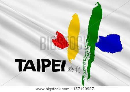 Flag of Taipei - the capital of Taiwan Province in the PRC. 3d illustration