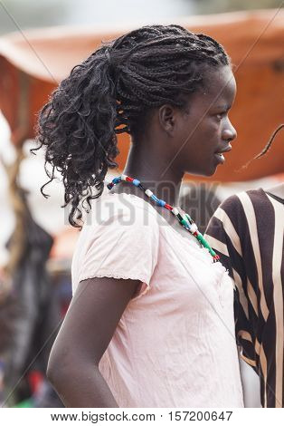 Girl From Ari Tribe At Village Market. Bonata. Omo Valley. Ethiopia.