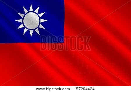 Flag of Taiwan officially the Republic of China is a state in East Asia. 3d illustration