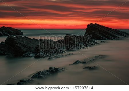 Colourful sunrise at the village of Sinemorets, Bulgaria