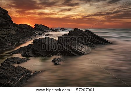 Colourful sunrise at the village of Sinemorets, Bulgaria