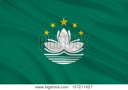 Flag of Macau also spelled Macao officially known as the Macau Special Administrative Region of the Peoples Republic of China. 3d illustration