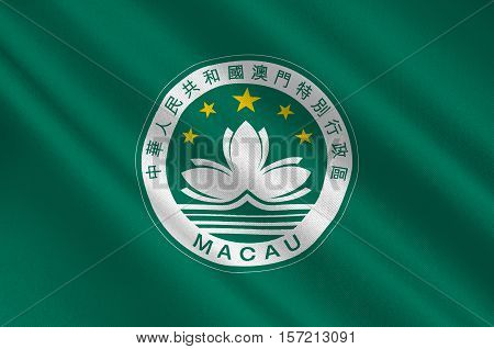 Flag of Macau also spelled Macao officially known as the Macau Special Administrative Region of the Peoples Republic of China. 3d illustration