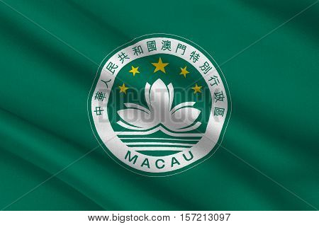 Flag of Macau also spelled Macao officially known as the Macau Special Administrative Region of the Peoples Republic of China. 3d illustration