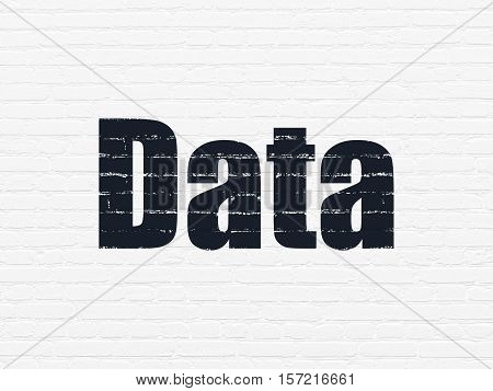 Data concept: Painted black text Data on White Brick wall background