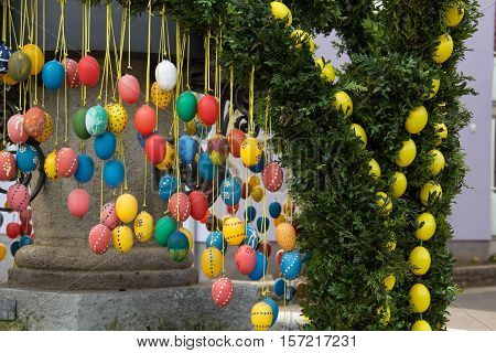 Fountain decorated Easter eggs / Well decorated Easter eggs
