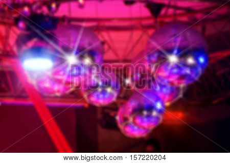 Group of Disco balls blur light reflection background