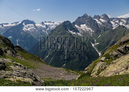 Klych highland pass near border of Georgia - Abkhazia