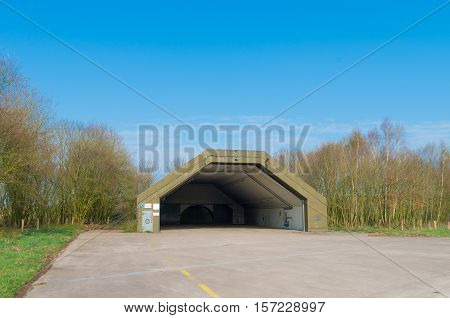 abandoned aircraft bunker on the former military airbase Twente in the netherlands
