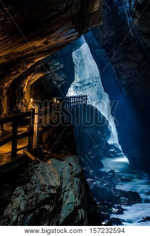 Vertical Shot, Tamina Gorge With Passage And River