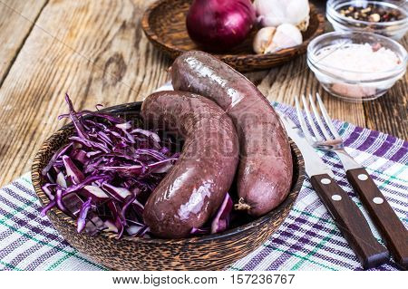 Black Pudding Kaszanka with Sauerkraut Studio Photo