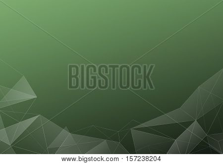 Abstract polygonal low poly green black background with connecting lines