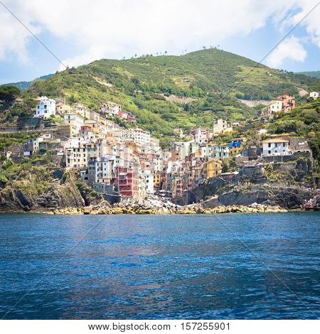 Riomaggiore In Cinque Terre, Italy - Summer 2016 - View From The Sea