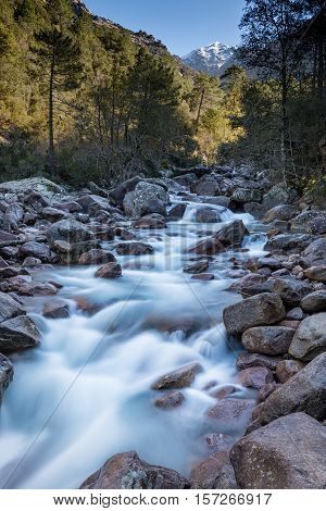 Slow Shutter Photo Of Figarella River At Bonifatu In Corsica