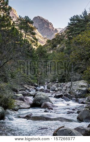Slow Shutter Photo Of Figarella River At Bonifatu In Corsica