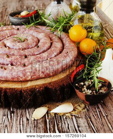Raw Beef Sausages, Selective Focus