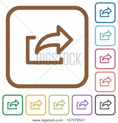 Export simple icons in color rounded square frames on white background