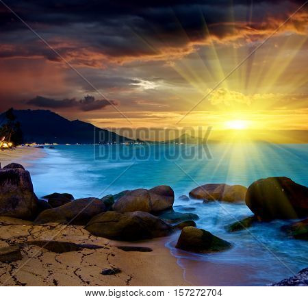 Amazing seascape at scenic beach. Summer coasline.