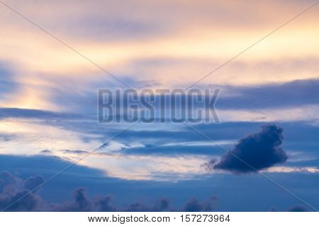 Blue Sky Cloudly On The Sunset.